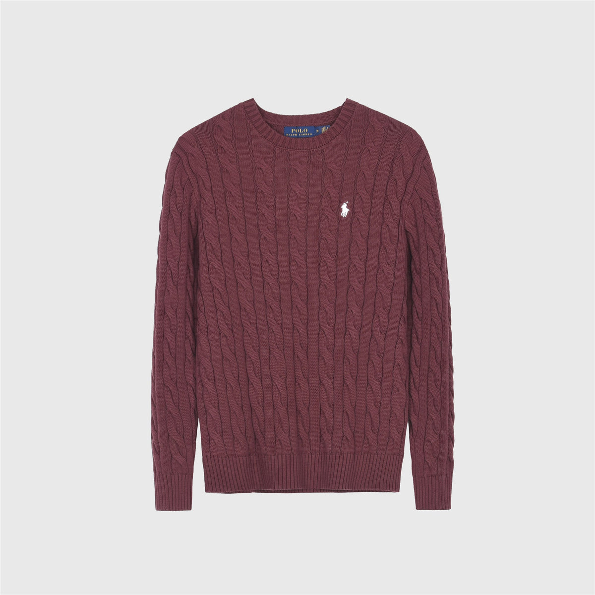 Polo Ralph Lauren Men's Cable Knit Crewneck Sweater Burgundy