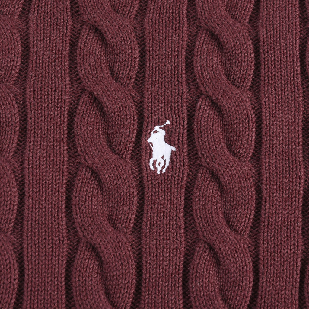 Polo Ralph Lauren Men's Cable Knit Crewneck Sweater Burgundy