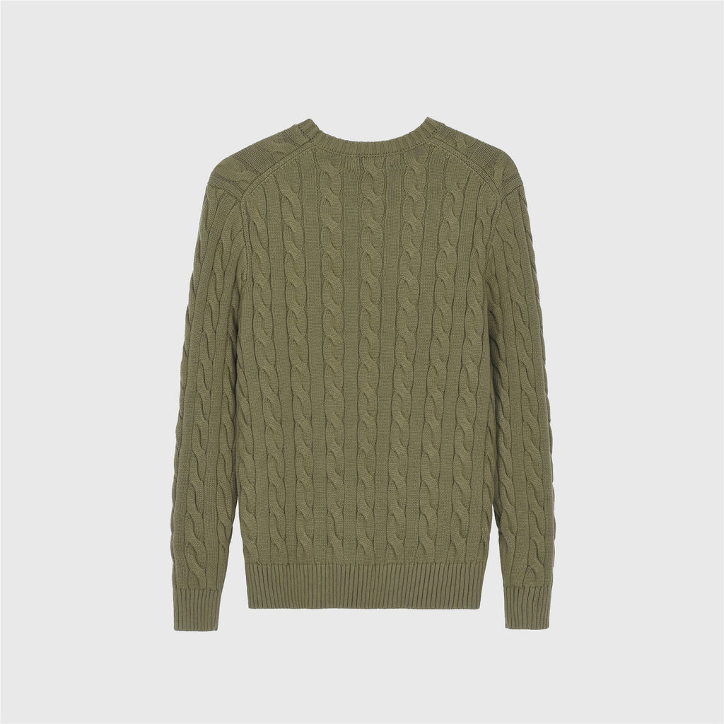 Polo Ralph Lauren Men's Cable Knit Crewneck Sweater Olive Green