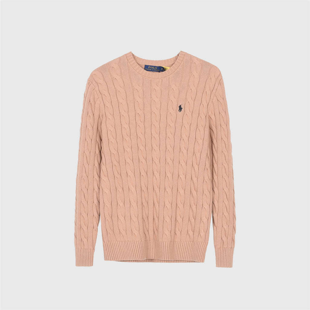 Polo Ralph Lauren Men's Cable Knit Crewneck Sweater Light Tan