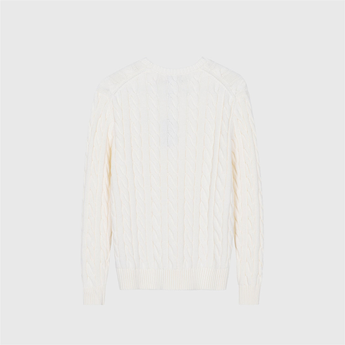 Polo Ralph Lauren Men's Cable Knit Crewneck Sweater Cream White