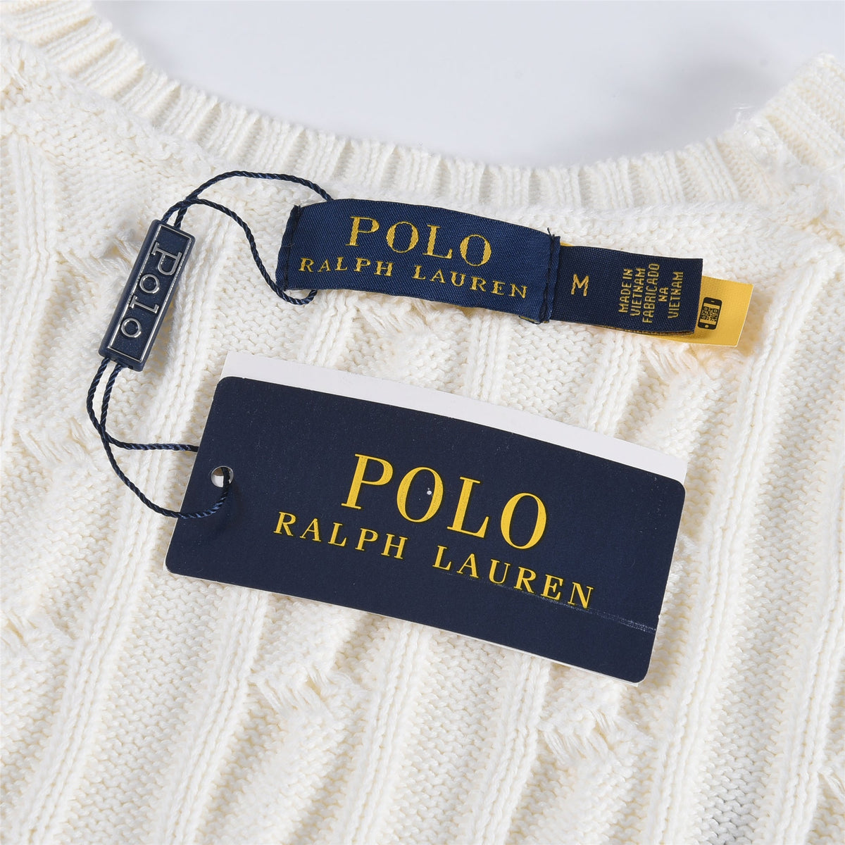 Polo Ralph Lauren Men's Cable Knit Crewneck Sweater Cream White