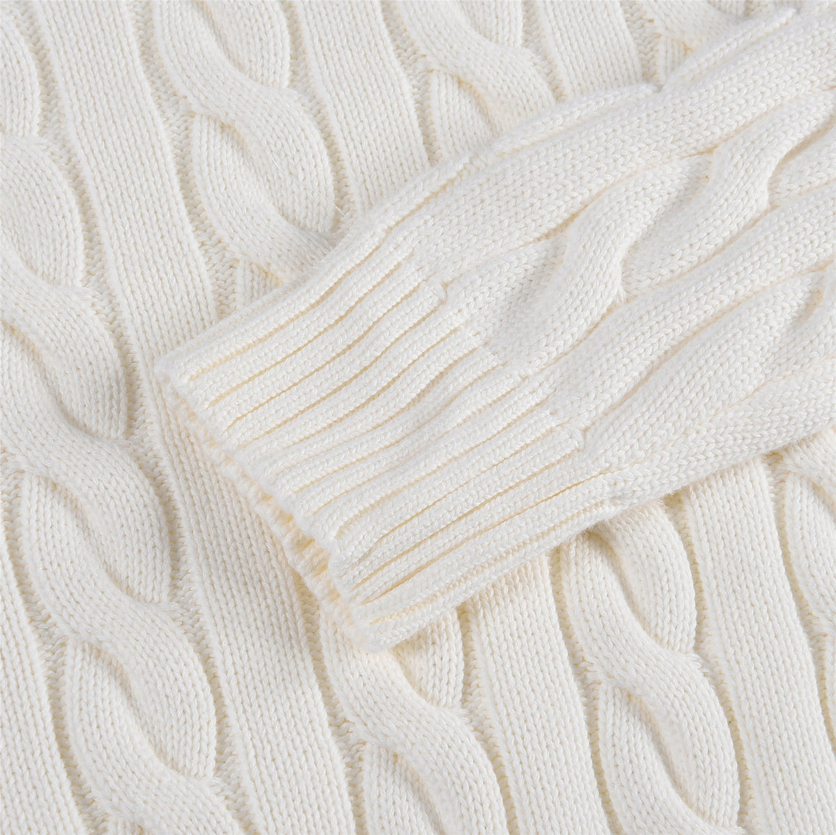 Polo Ralph Lauren Men's Cable Knit Crewneck Sweater Cream White