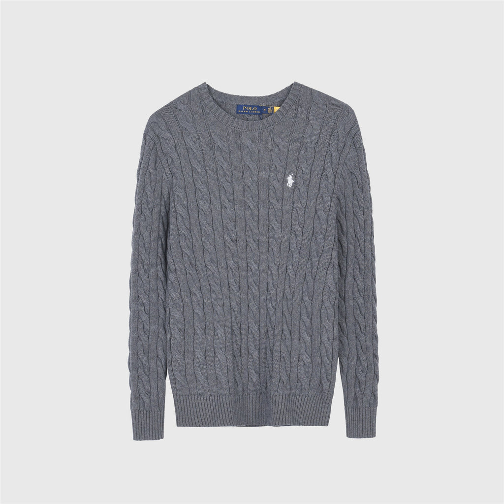 Polo Ralph Lauren Men's Cable Knit Crewneck Sweater Dark Grey