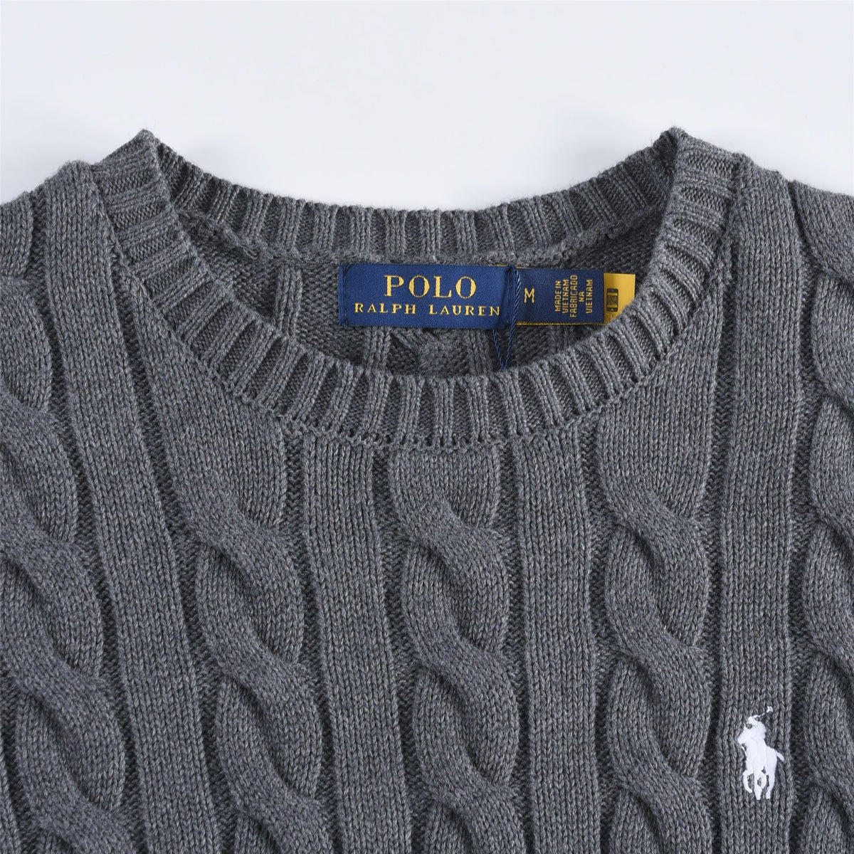 Polo Ralph Lauren Men's Cable Knit Crewneck Sweater Dark Grey