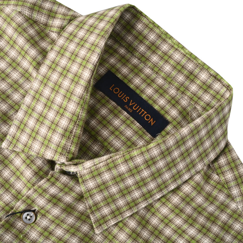 Louis Vuitton Green Plaid LV Logo Long Sleeve Shirt