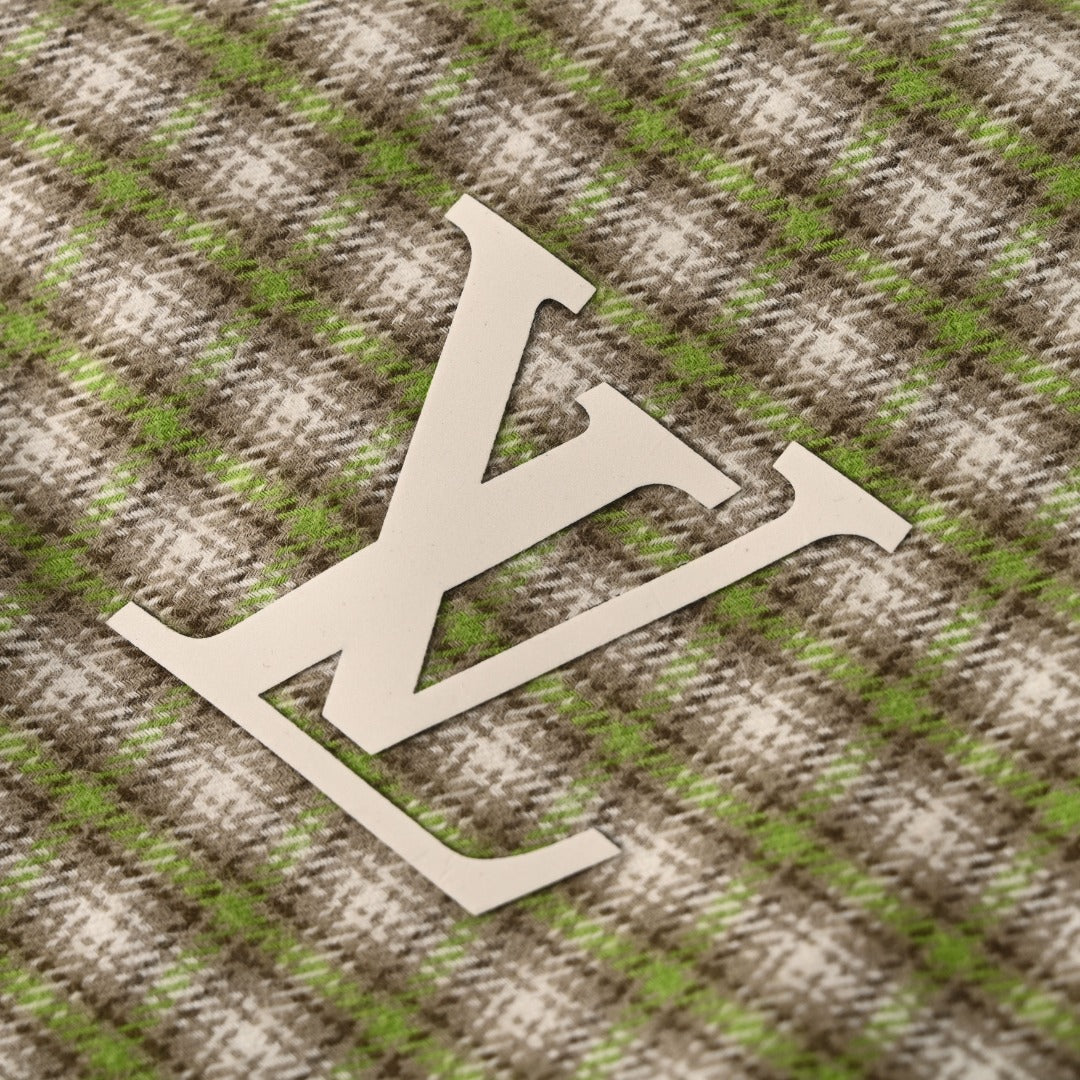 Louis Vuitton Green Plaid LV Logo Long Sleeve Shirt