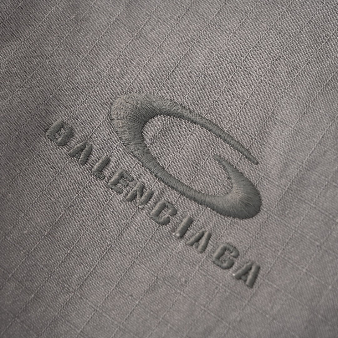 Balenciaga Grey Embroidered Logo Hooded Zip Jacket