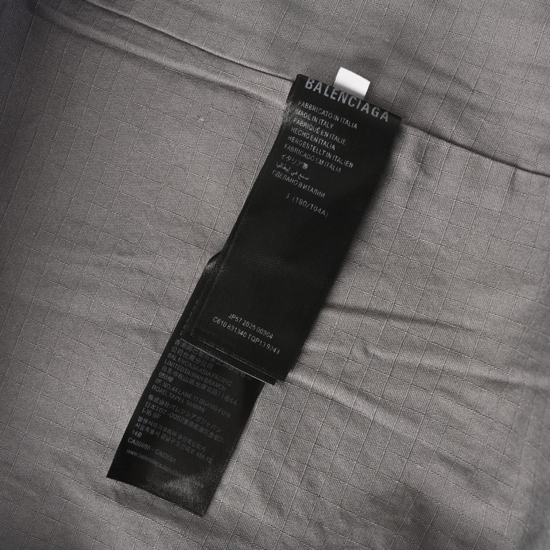 Balenciaga Grey Embroidered Logo Hooded Zip Jacket