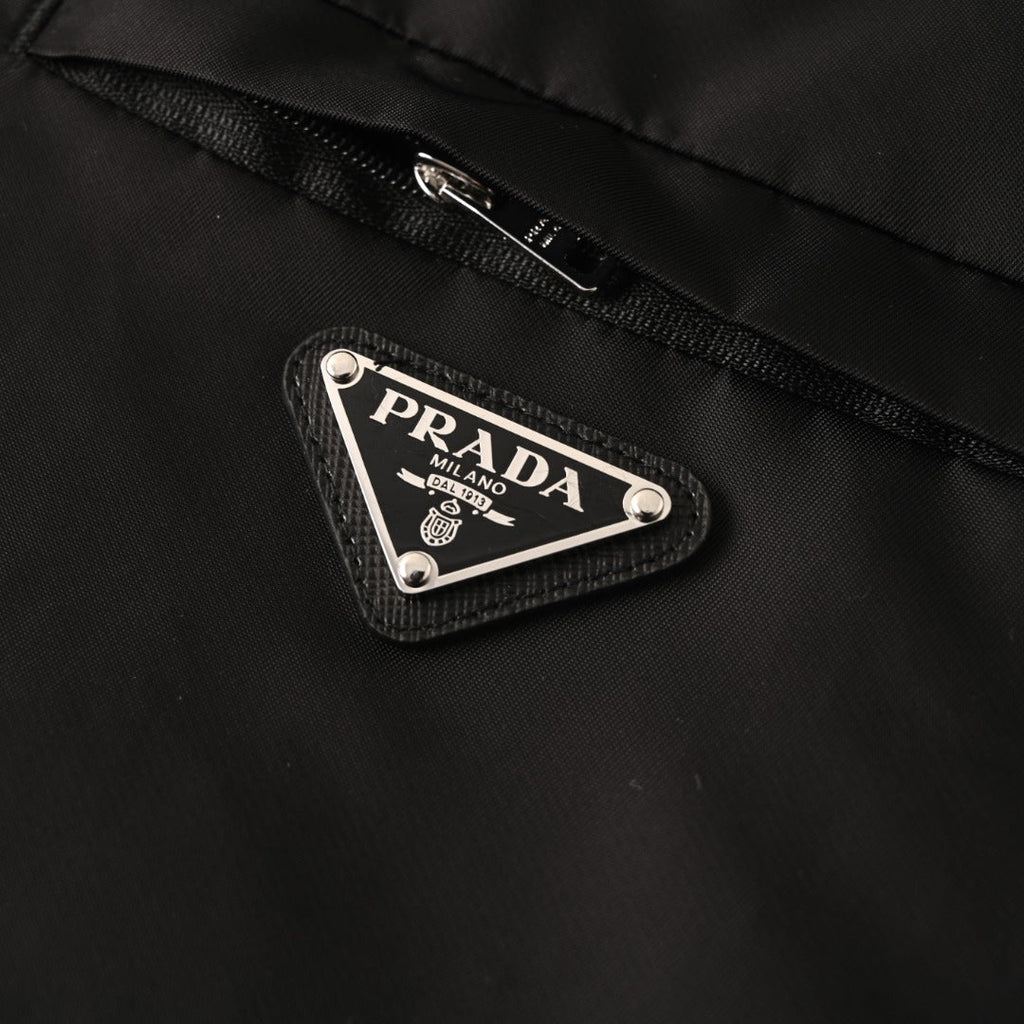 Prada Black Triangle Logo Re-Nylon Zip Shirt Jacket