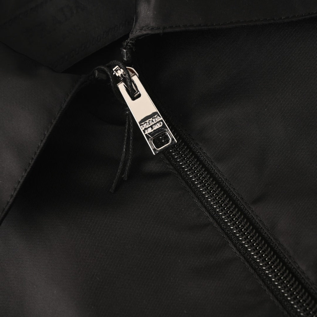 Prada Black Triangle Logo Re-Nylon Zip Shirt Jacket