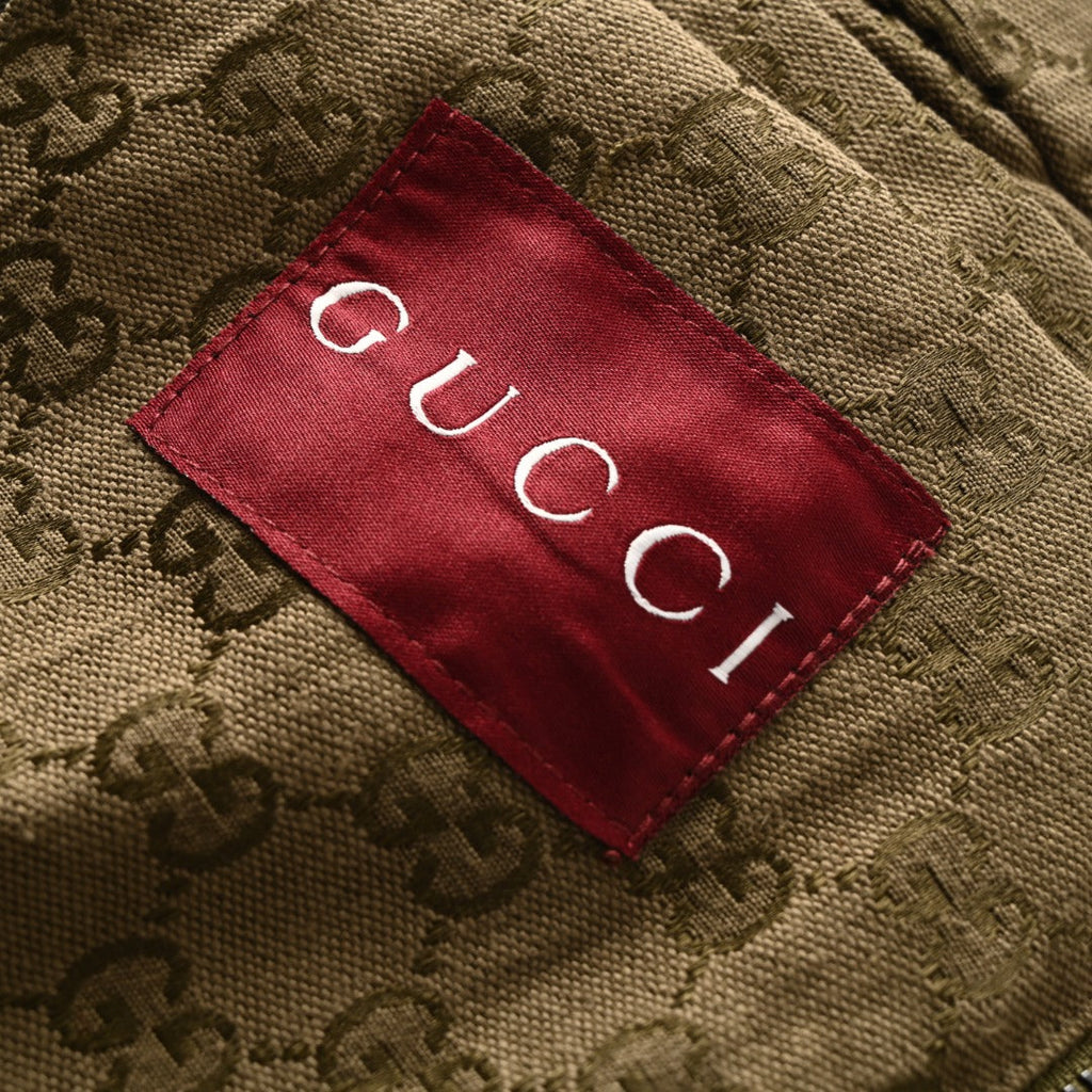 Gucci GG Monogram Khaki Stand Collar Zip Jacket