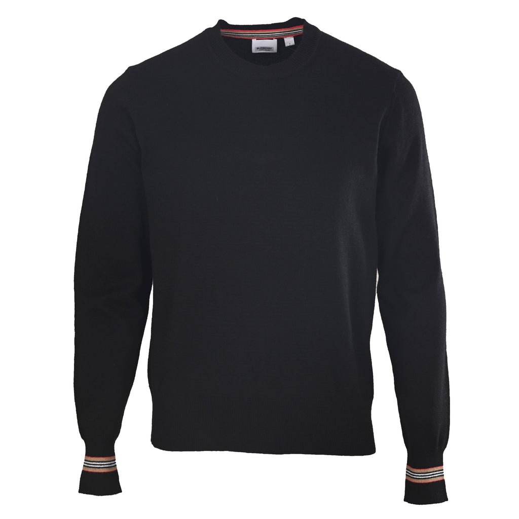 Burberry Black Icon Stripe Crew Neck Knit Sweater