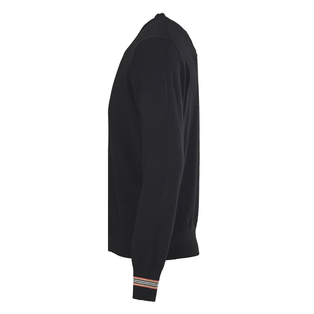 Burberry Black Icon Stripe Crew Neck Knit Sweater