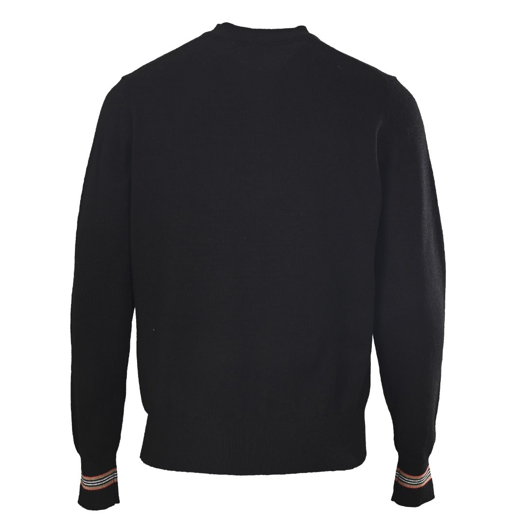 Burberry Black Icon Stripe Crew Neck Knit Sweater