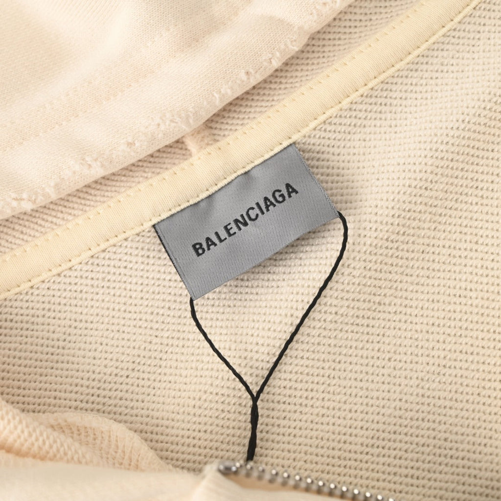Balenciaga Cream Tattoo Print Zip Up Hoodie