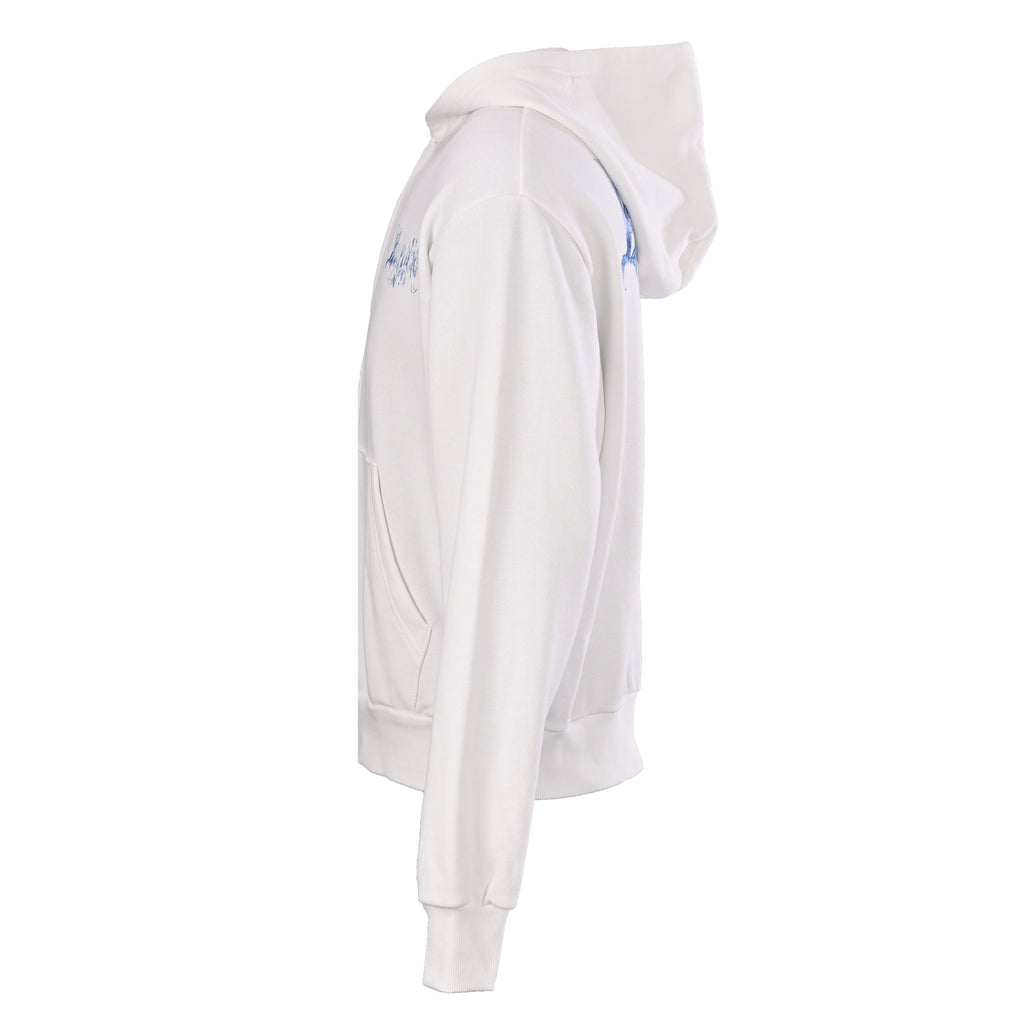 Balenciaga White Gothic Logo Full Zip Hooded Sweatshirt