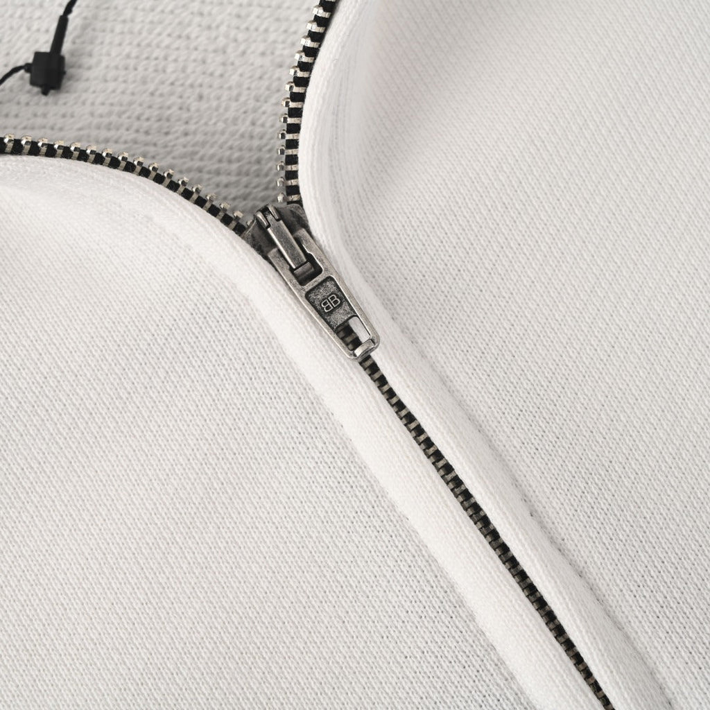 Balenciaga White Gothic Logo Full Zip Hooded Sweatshirt