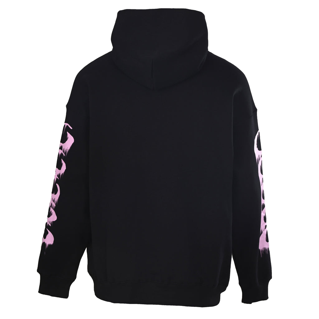 Balenciaga Black Pink Drip Print Pullover Hoodie
