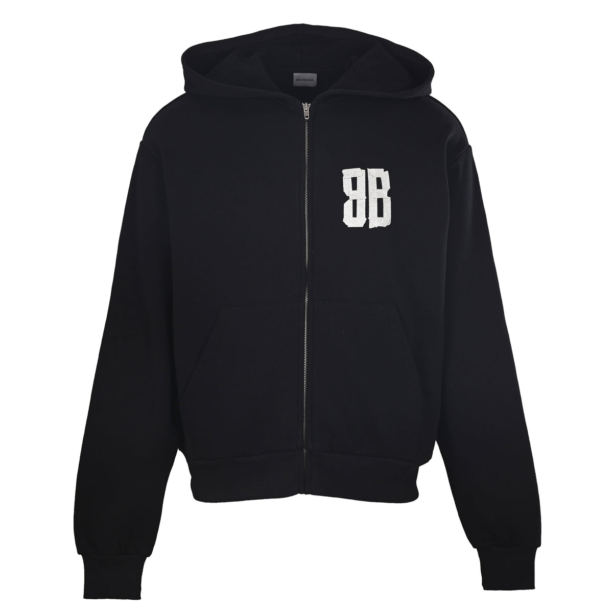 Balenciaga Black BB Logo Full Zip Hooded Sweatshirt
