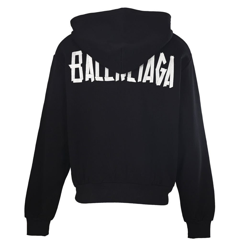 Balenciaga Black BB Logo Full Zip Hooded Sweatshirt