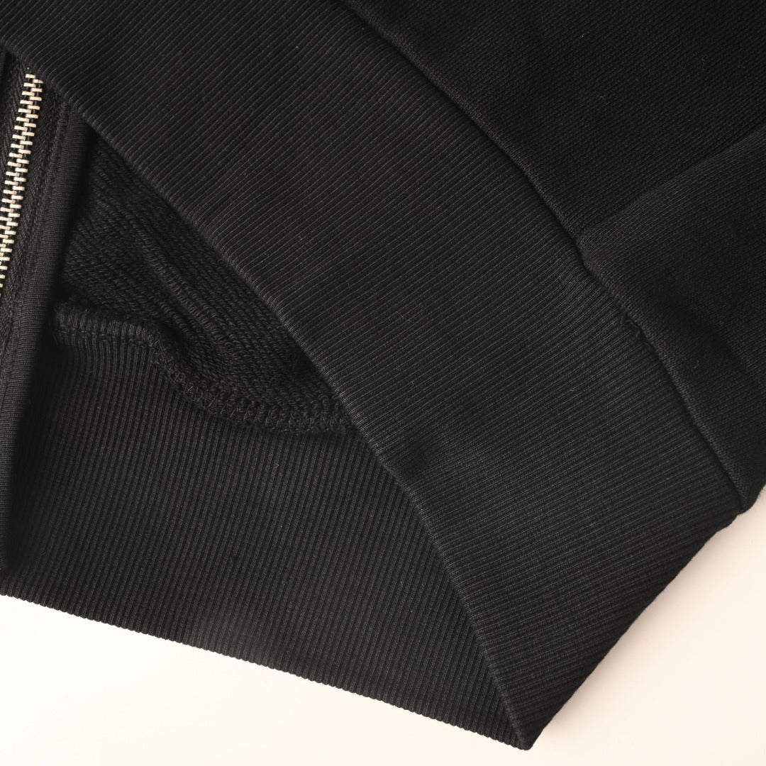 Balenciaga Black BB Logo Full Zip Hooded Sweatshirt