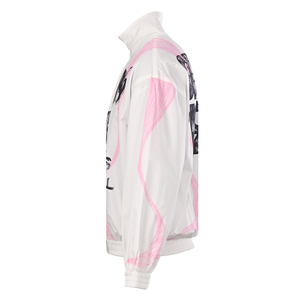 Acne Studios White Pink Graphic Print Zip Track Jacket