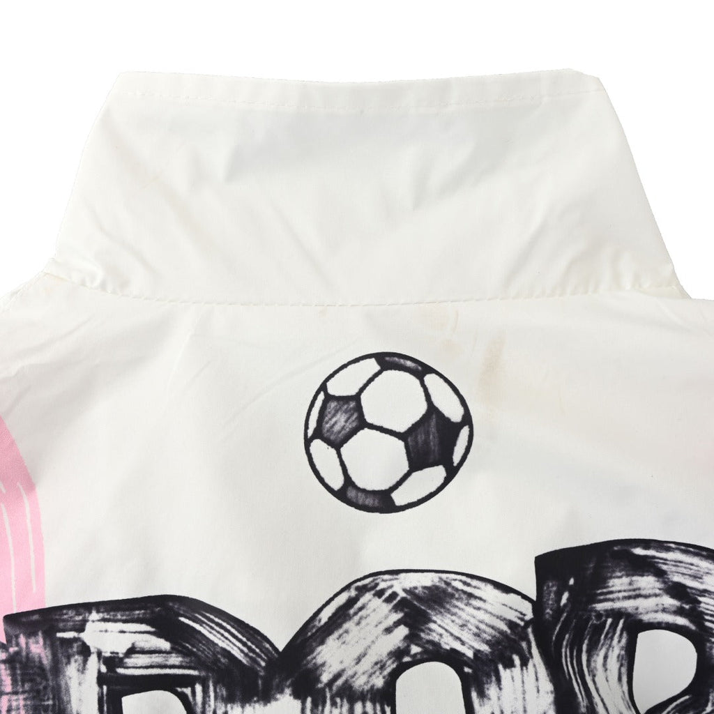 Acne Studios White Pink Graphic Print Zip Track Jacket