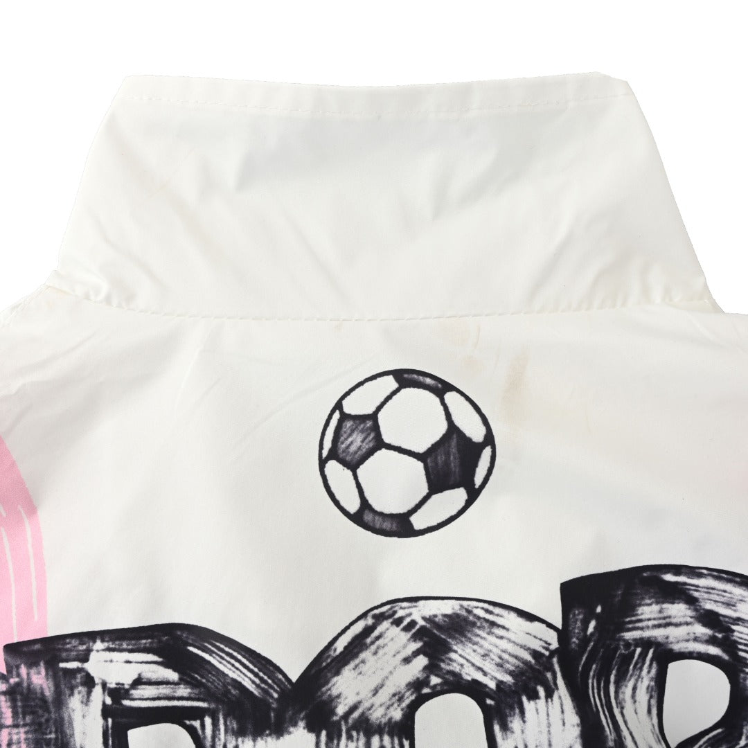 Acne Studios White Pink Graphic Print Zip Track Jacket