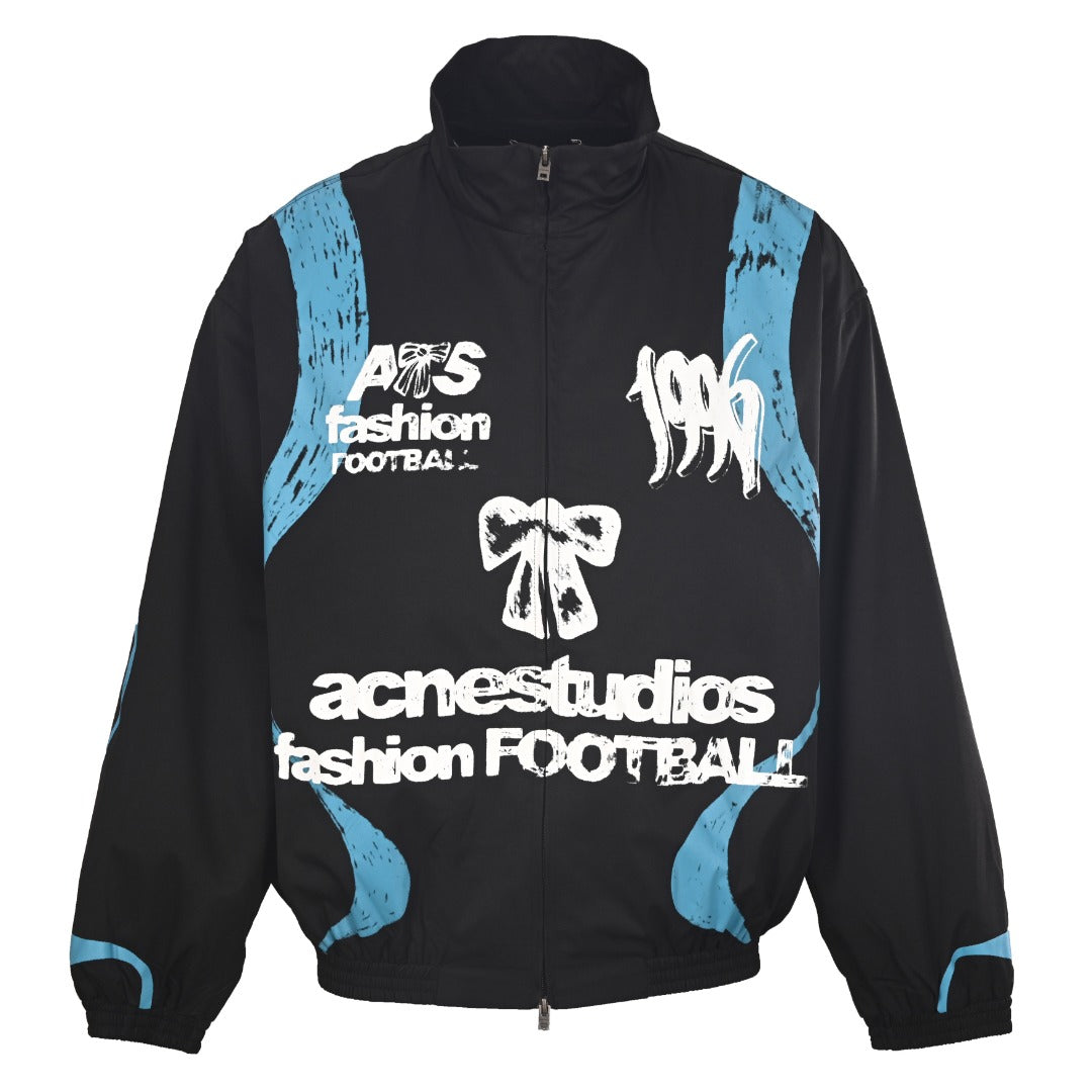 Acne Studios Black Blue Graphic Print Zip Track Jacket
