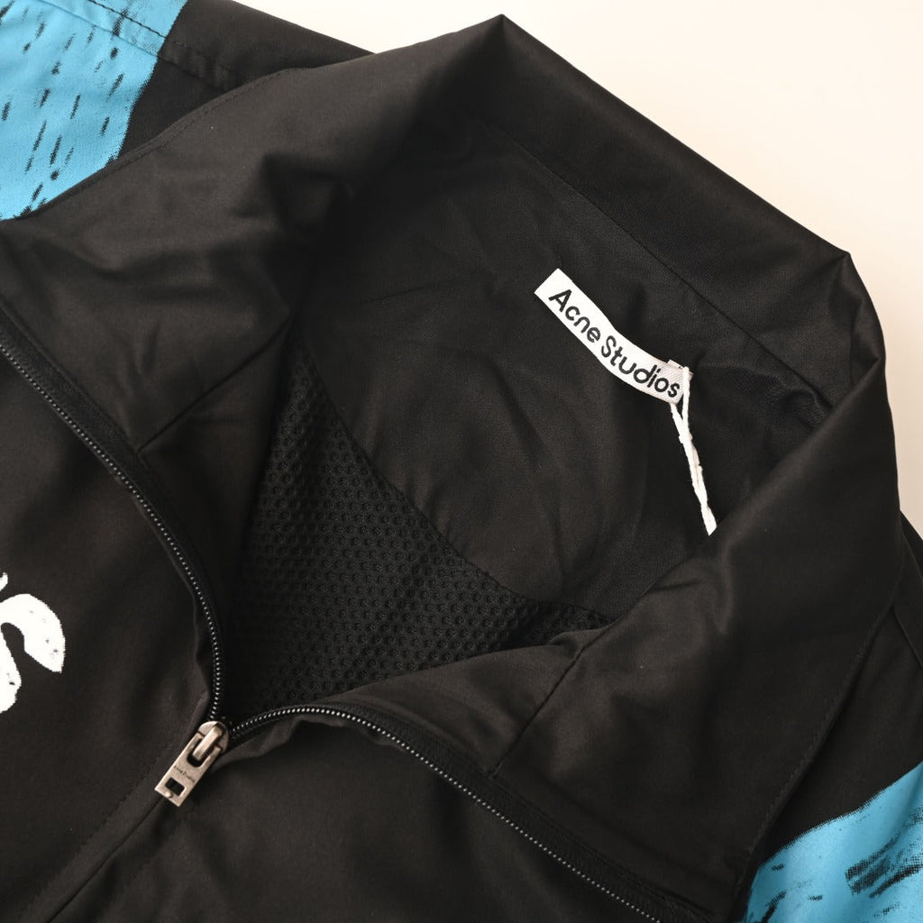 Acne Studios Black Blue Graphic Print Zip Track Jacket