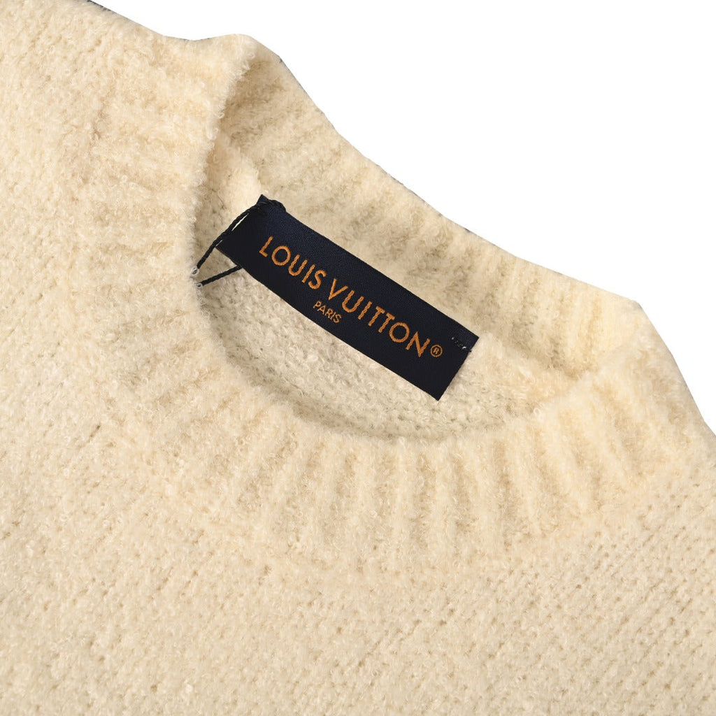 Louis Vuitton Cream Script Vuitton Logo Crew Neck Sweater