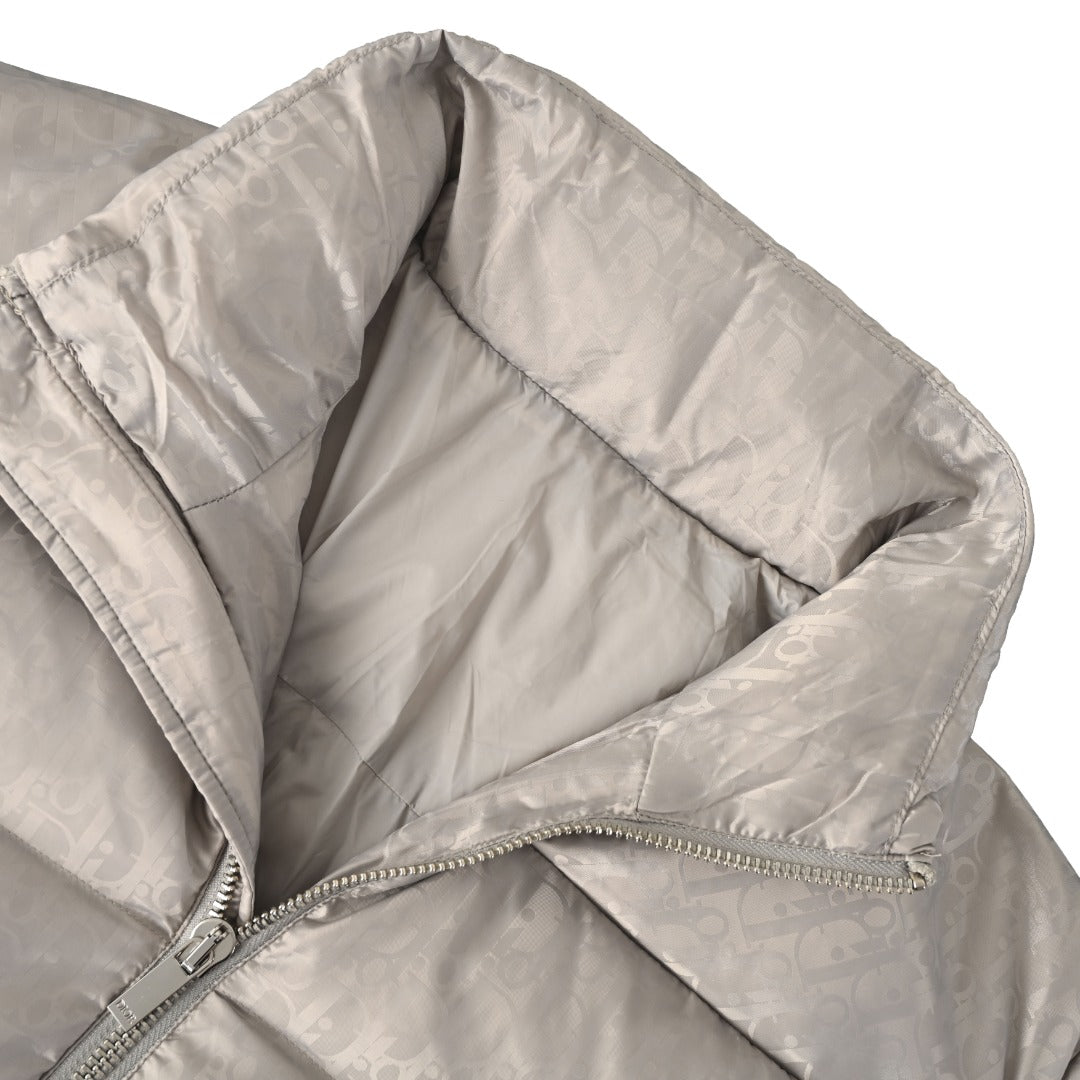 Dior Oblique Jacquard Grey Stand Collar Down Jacket