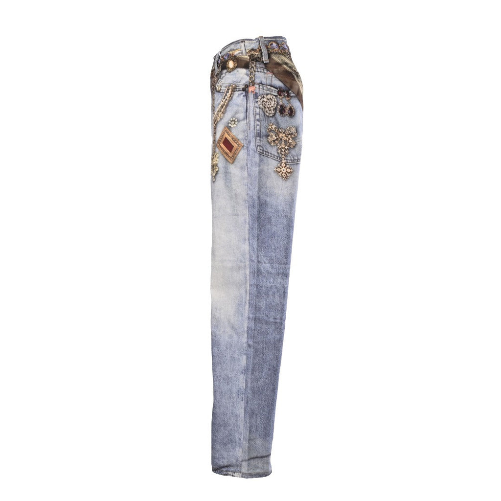Acne Studios Light Blue Ornament Printed Wide Leg Jeans