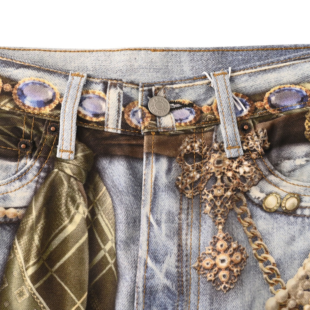 Acne Studios Light Blue Ornament Printed Wide Leg Jeans