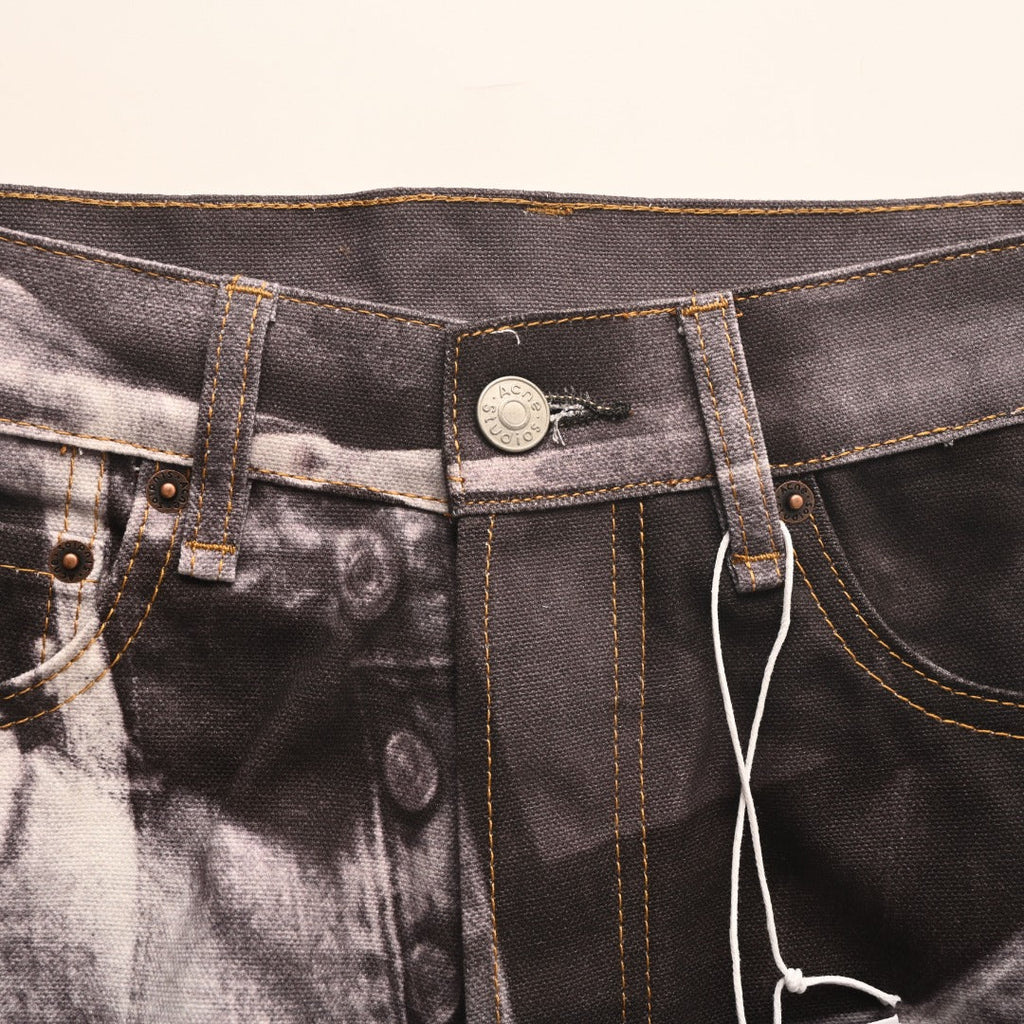 Acne Studios Black Grey Printed Flare Jeans