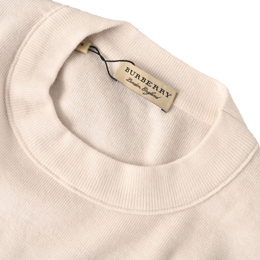 Burberry Cream Equestrian Knight Logo Crew Neck Sweater