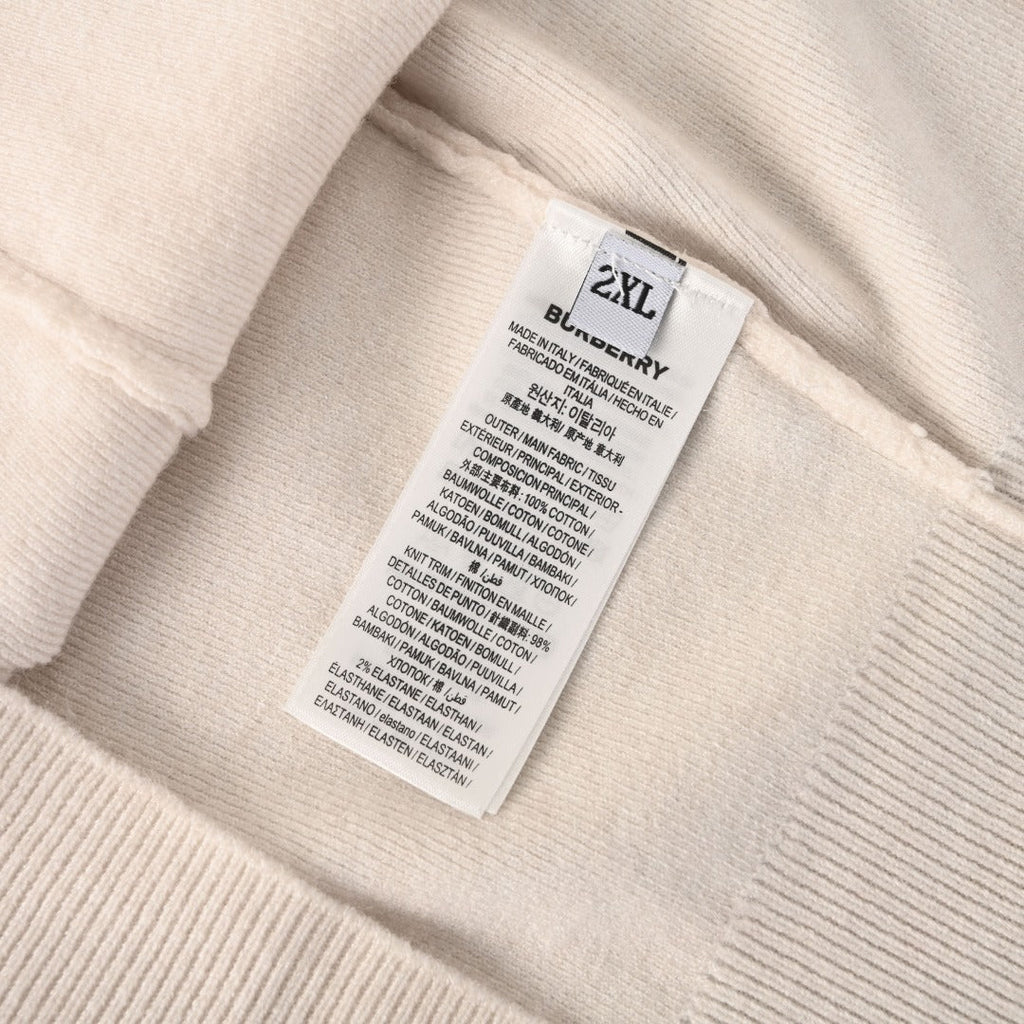 Burberry Cream Equestrian Knight Logo Crew Neck Sweater