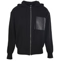 Loewe Black Leather Patch Full Zip Knit Hoodie