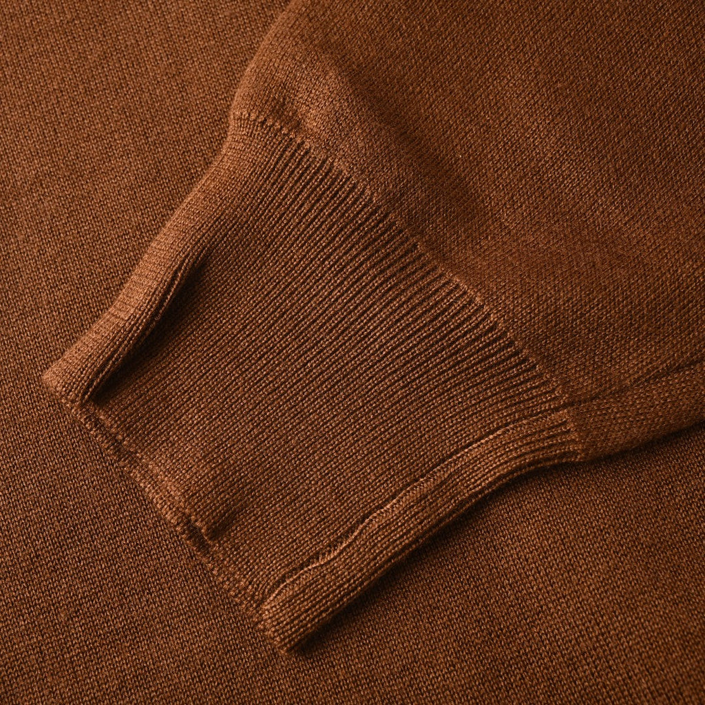 Loewe Brown Leather Patch Full Zip Knit Hoodie