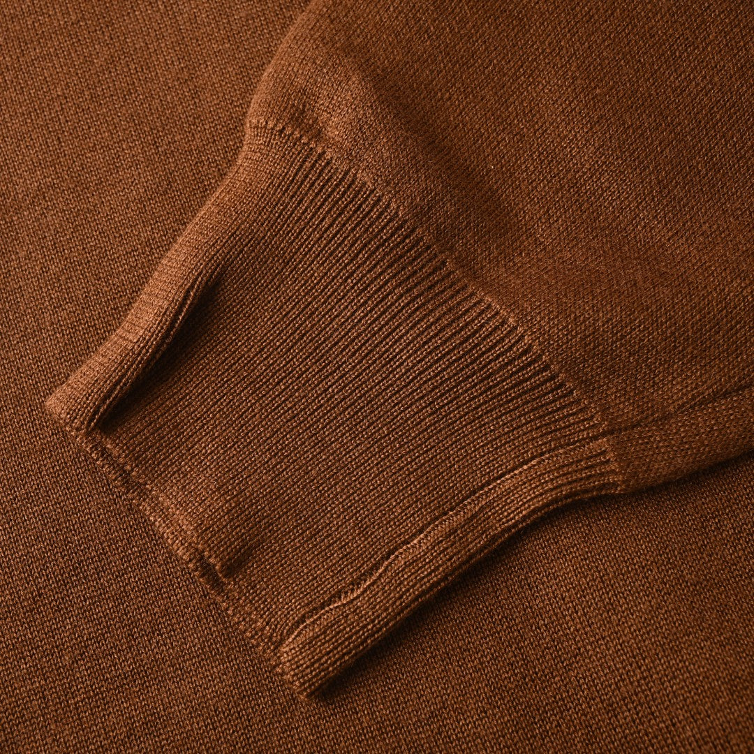 Loewe Brown Leather Patch Full Zip Knit Hoodie