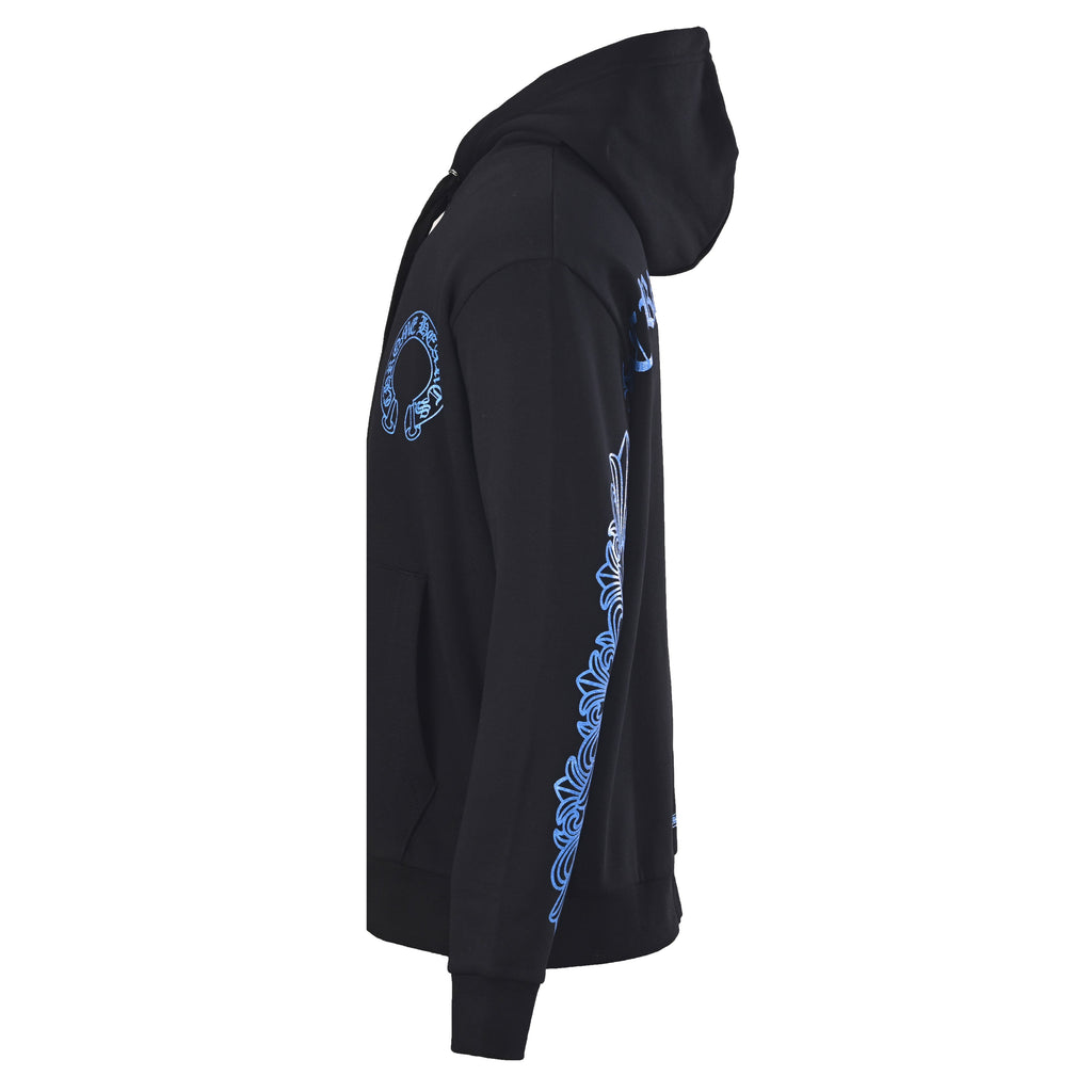 Chrome Hearts Black Blue Horseshoe Logo Pullover Hoodie