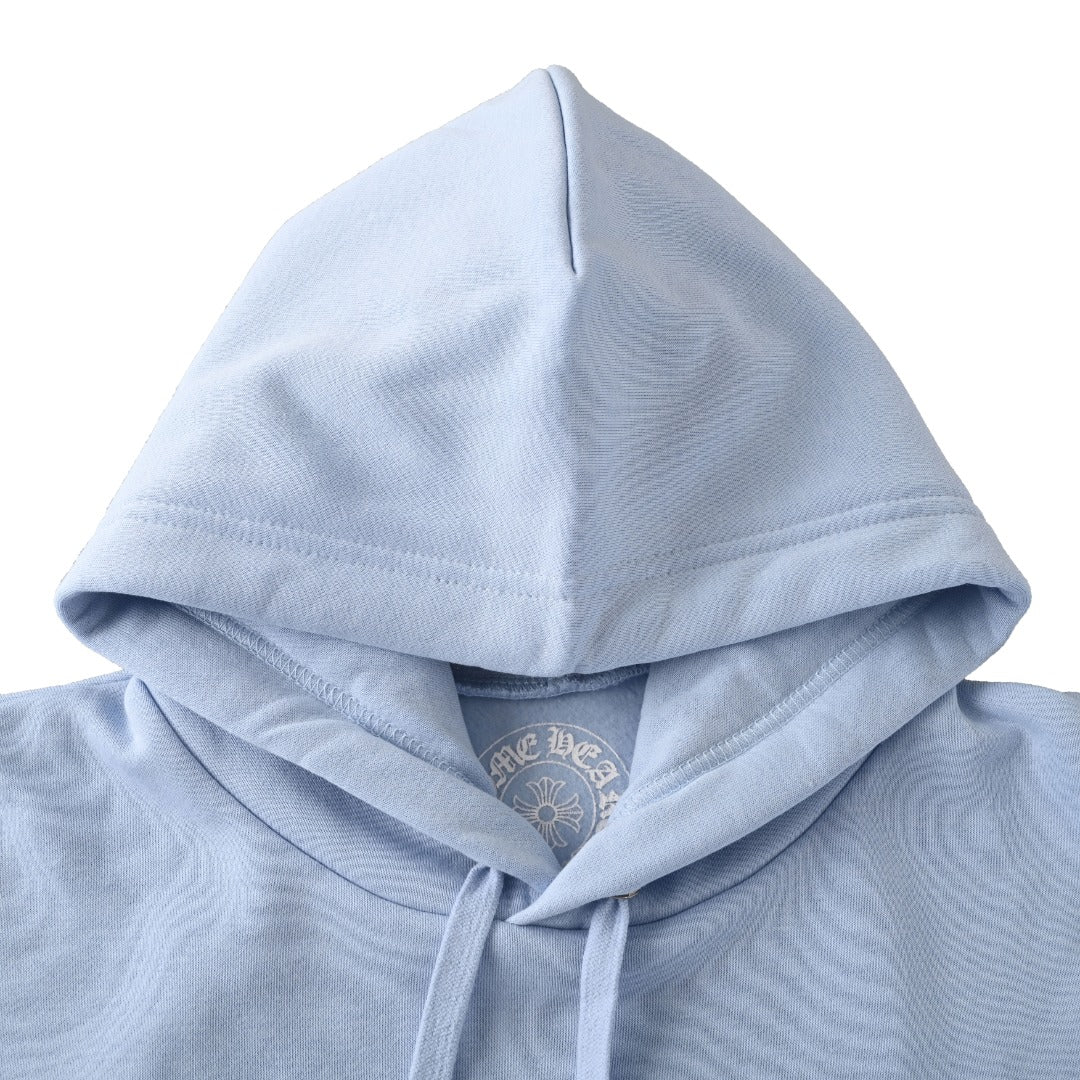 Chrome Hearts Light Blue Miami Horseshoe Logo Pullover Hoodie