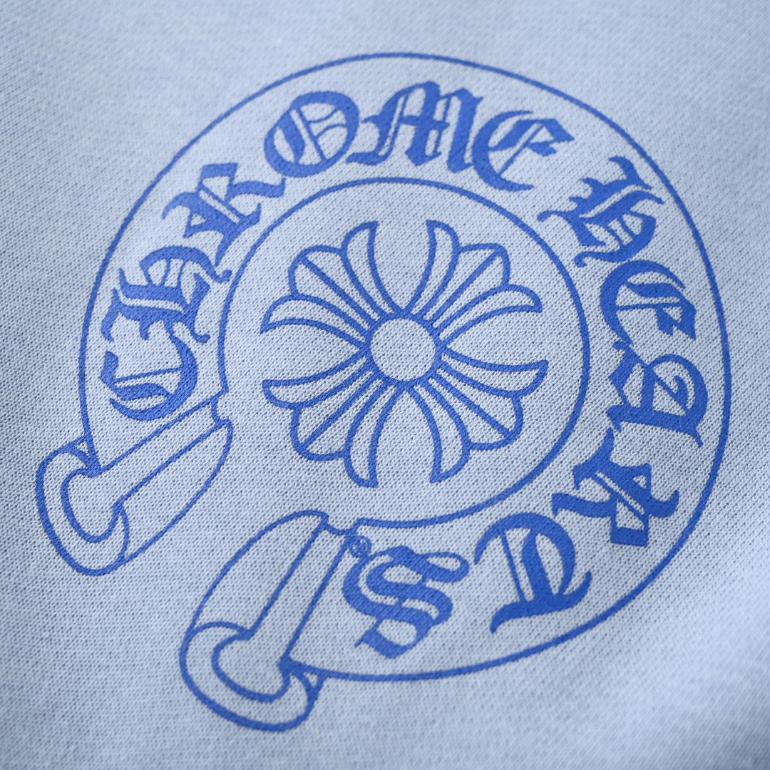 Chrome Hearts Light Blue Miami Horseshoe Logo Pullover Hoodie