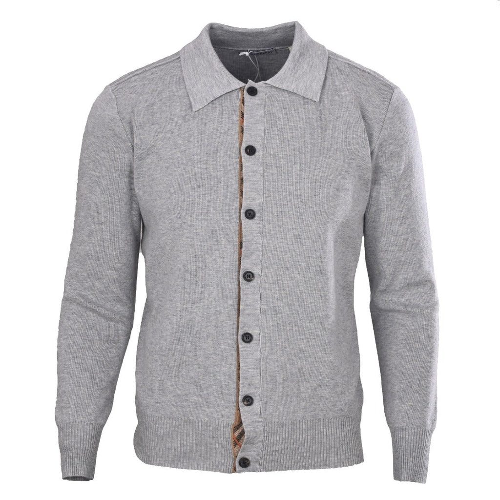 Burberry Grey Collared Button Knit Cardigan