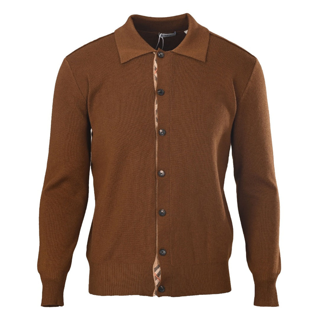 Burberry Brown Collared Button Knit Cardigan