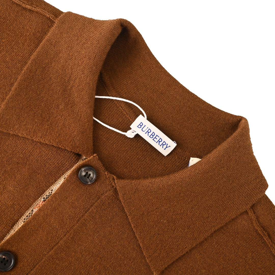 Burberry Brown Collared Button Knit Cardigan