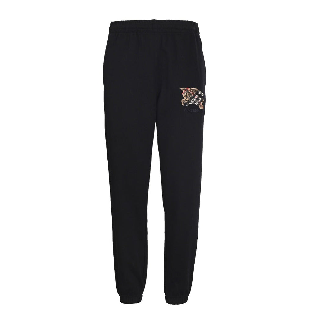 Burberry Black Equestrian Knight Logo Jogger Pants