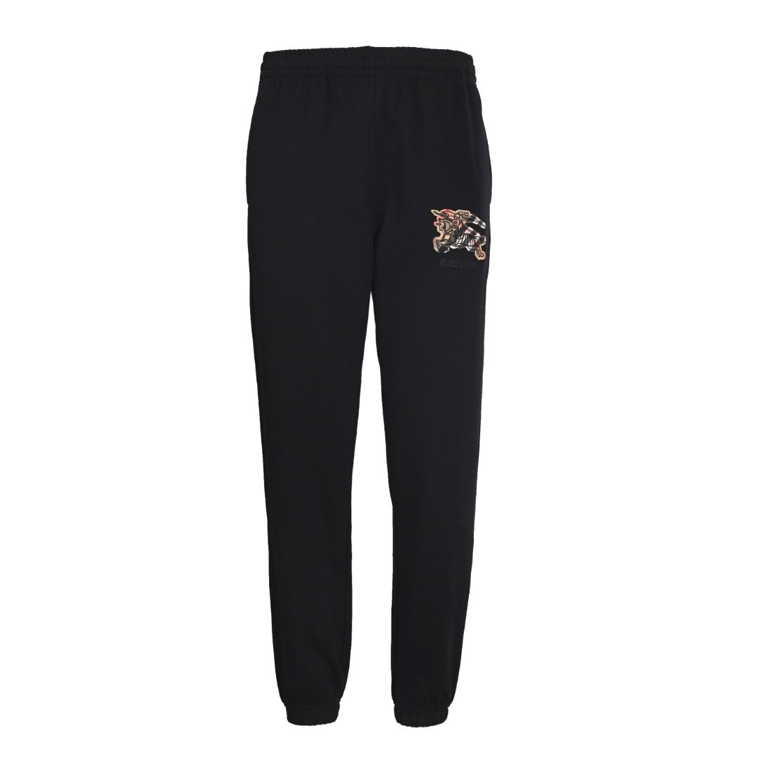 Burberry Black Equestrian Knight Logo Jogger Pants