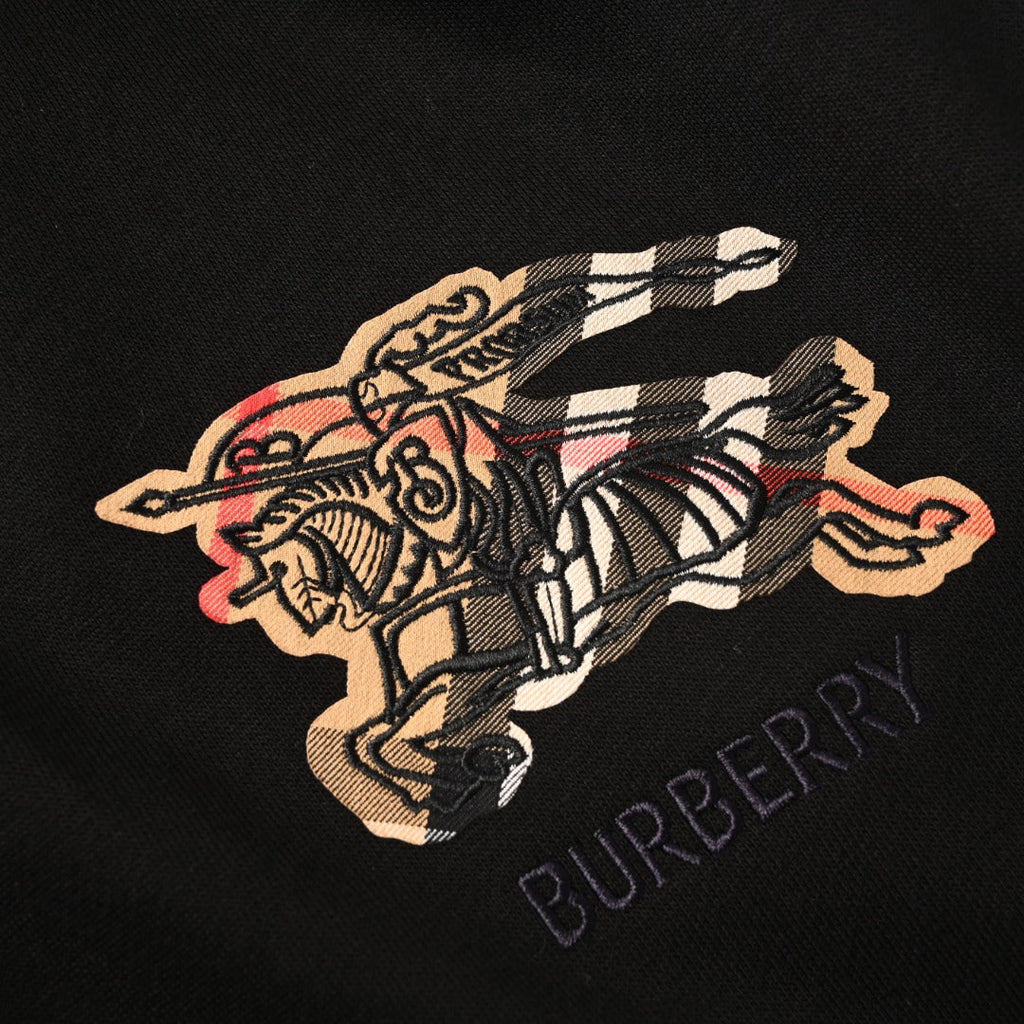 Burberry Black Equestrian Knight Logo Jogger Pants